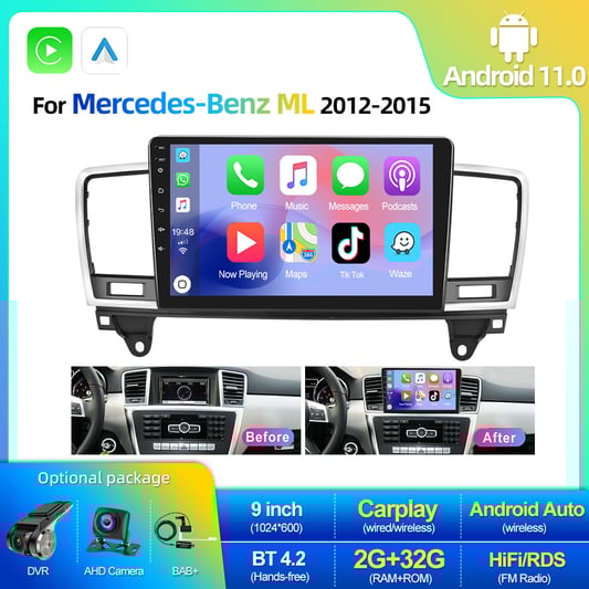 OEM ODM 9 inch 2G+32G carplay and android auto car radio for BENZ